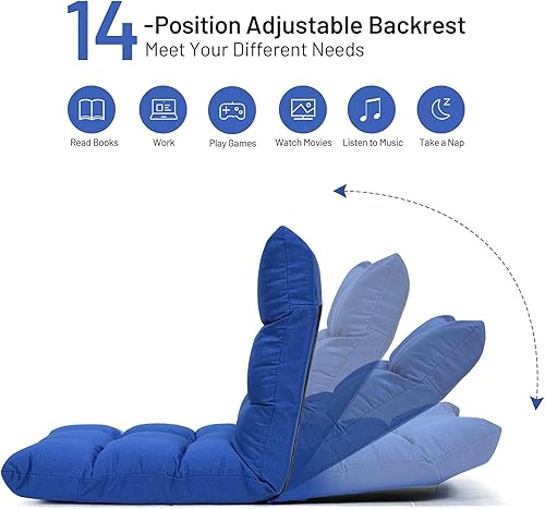 Miniatura 39 de Giantex Sofá de suelo, silla de videojuegos con 14 posiciones ajustables, respaldo acolchado, asiento acolchado para el suelo, silla plegable para