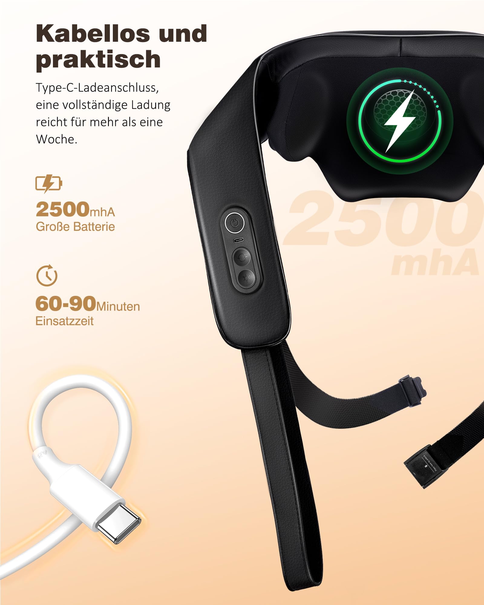 KNQZE® Shiatsu Massagegerät 4D, 2026 Kabellos Nackenmassagegerät mit Wärme, Verbesserte Graphenheizung, 4D Shiatsu Tief knetende Nackenmassage für Nacken, Schulter, Rücken, Geschenke für Frauen Männer