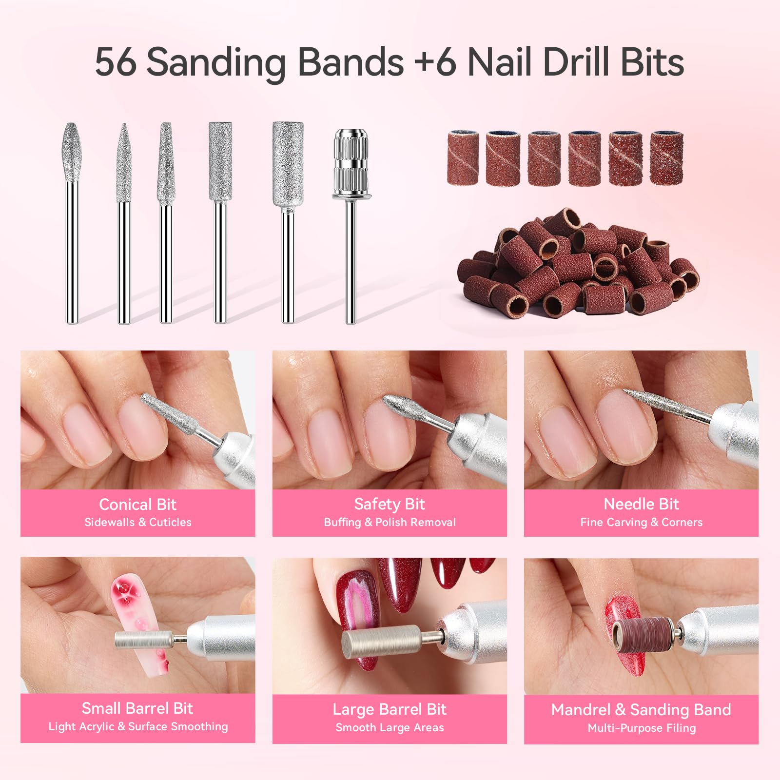 Makartt Nagelfräser – Wiederaufladbarer Professionell Fräser Nägel mit 35000 U/min, Elektrische Nagelfeile Set und E-Feile für Acryl- Tauchpulver- und Gel-Nagellack, Leise Leicht und Tragbar