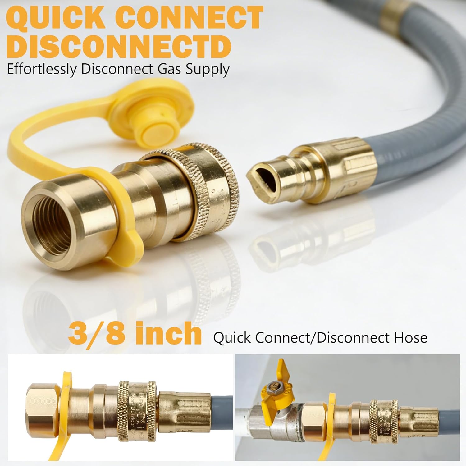 6FT 3/8 Inch ID Natural Gas Hose with Quick Connect Fittings, Natural Gas Line Hose Conversion Kit, Low Pressure LPG Hose for Weber Grills, Blackstone Griddles, Patio Heater, Generator and More (6 FT)