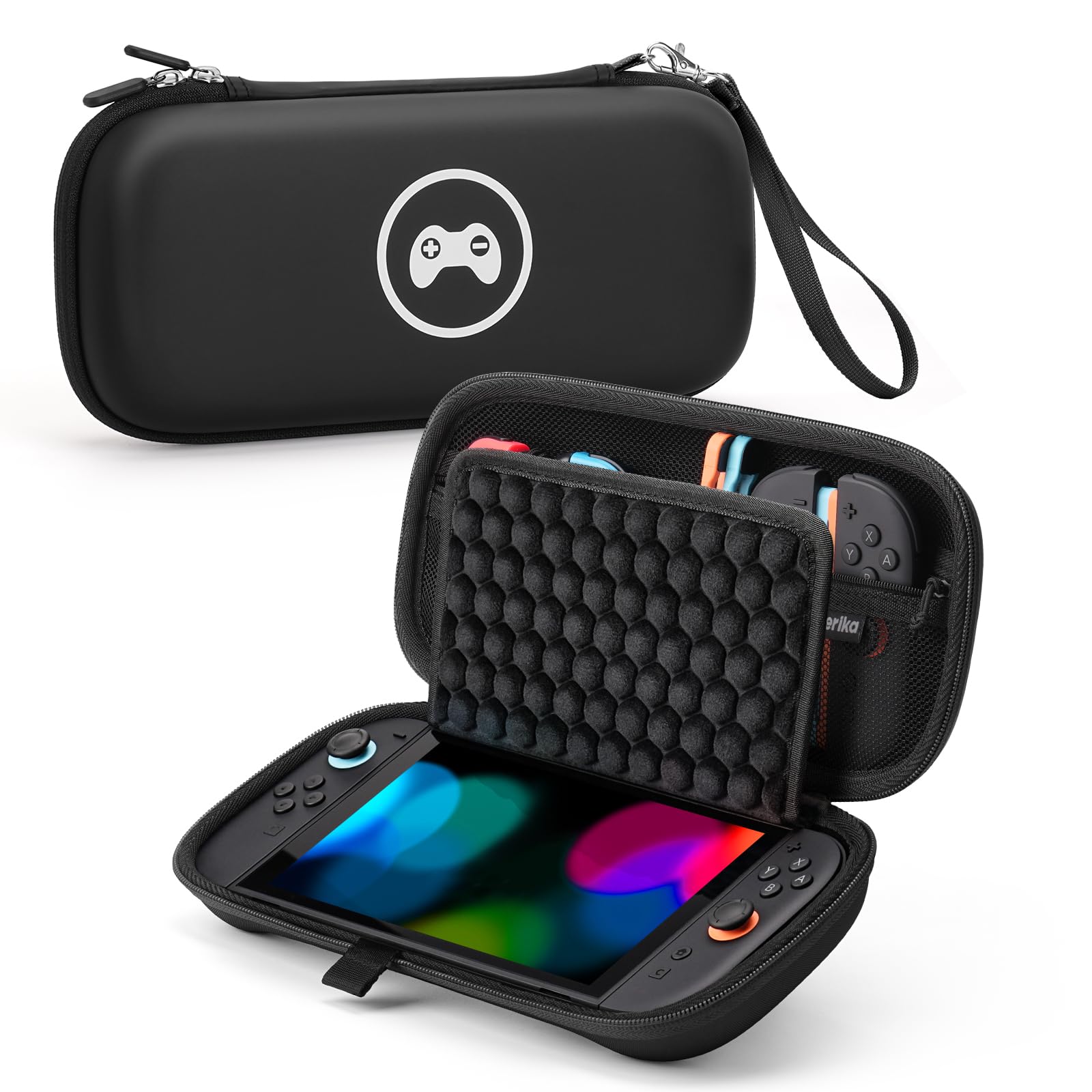 Nintendo Switch 2 Carrying Case Black Honeycomb Screen Protection Travel Bag