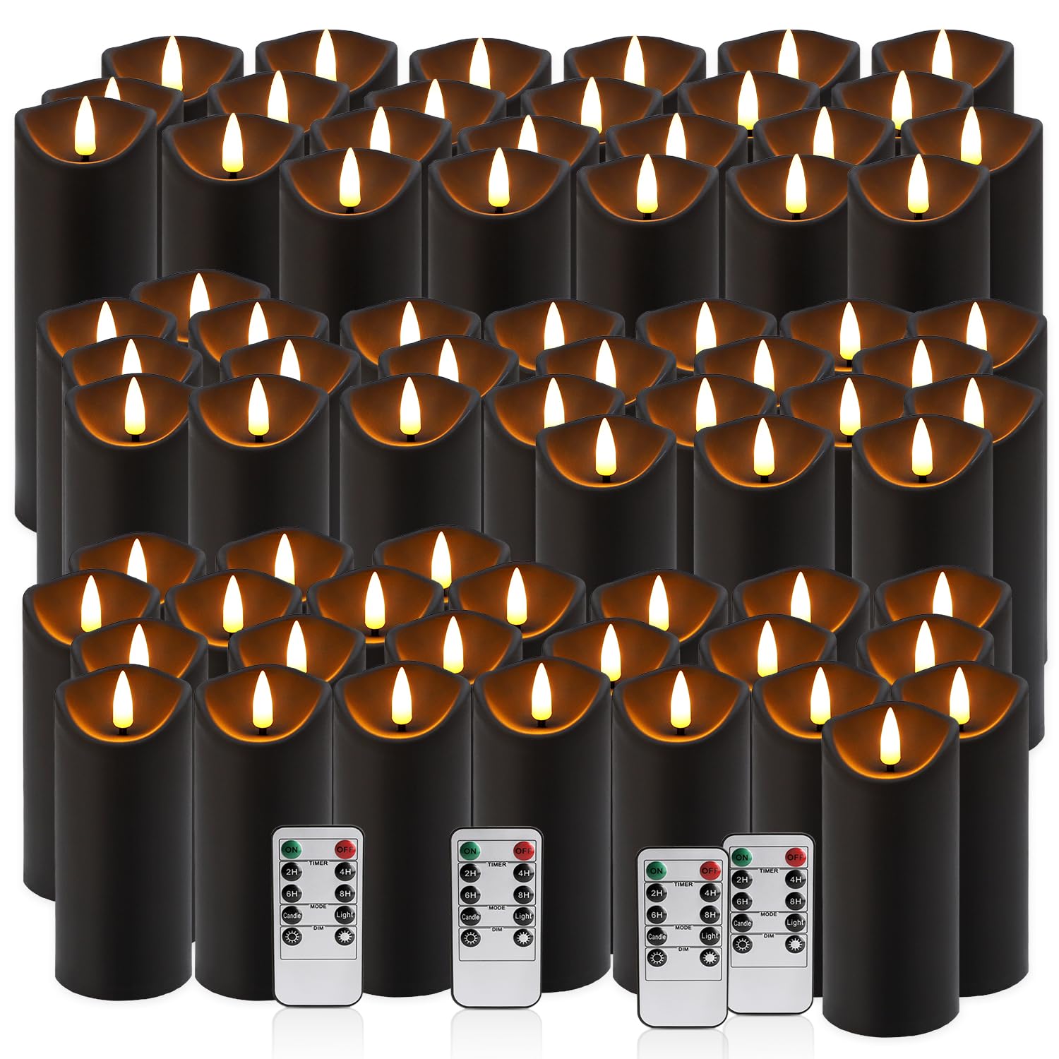 72 Pack Black Flameless LED Simulation Candle with Remote Control
