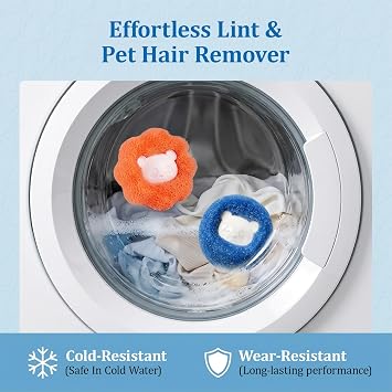 Pet Hair Remover for Laundry 12 Pack, Washing Machine Hair Catcher & Reusable Dryer Balls, Anti Static Laundry Balls for Dog & Cat Hair, Lint Remover for Clothes Bedding
