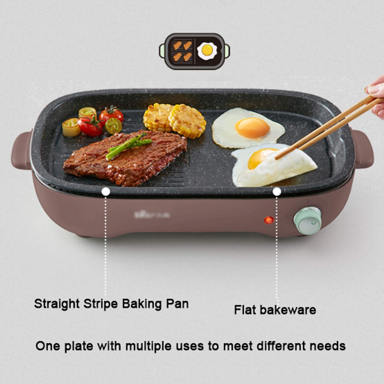 Barbecue Carbonella Grill da incasso senza fumo Grill 1200W griglia elettrica Grill Grill Rimovibile antiaderente BBQ Grill Grill Griddle Capacità per 3-5 persone Pratico barbecue strumenti BBQ Carbon