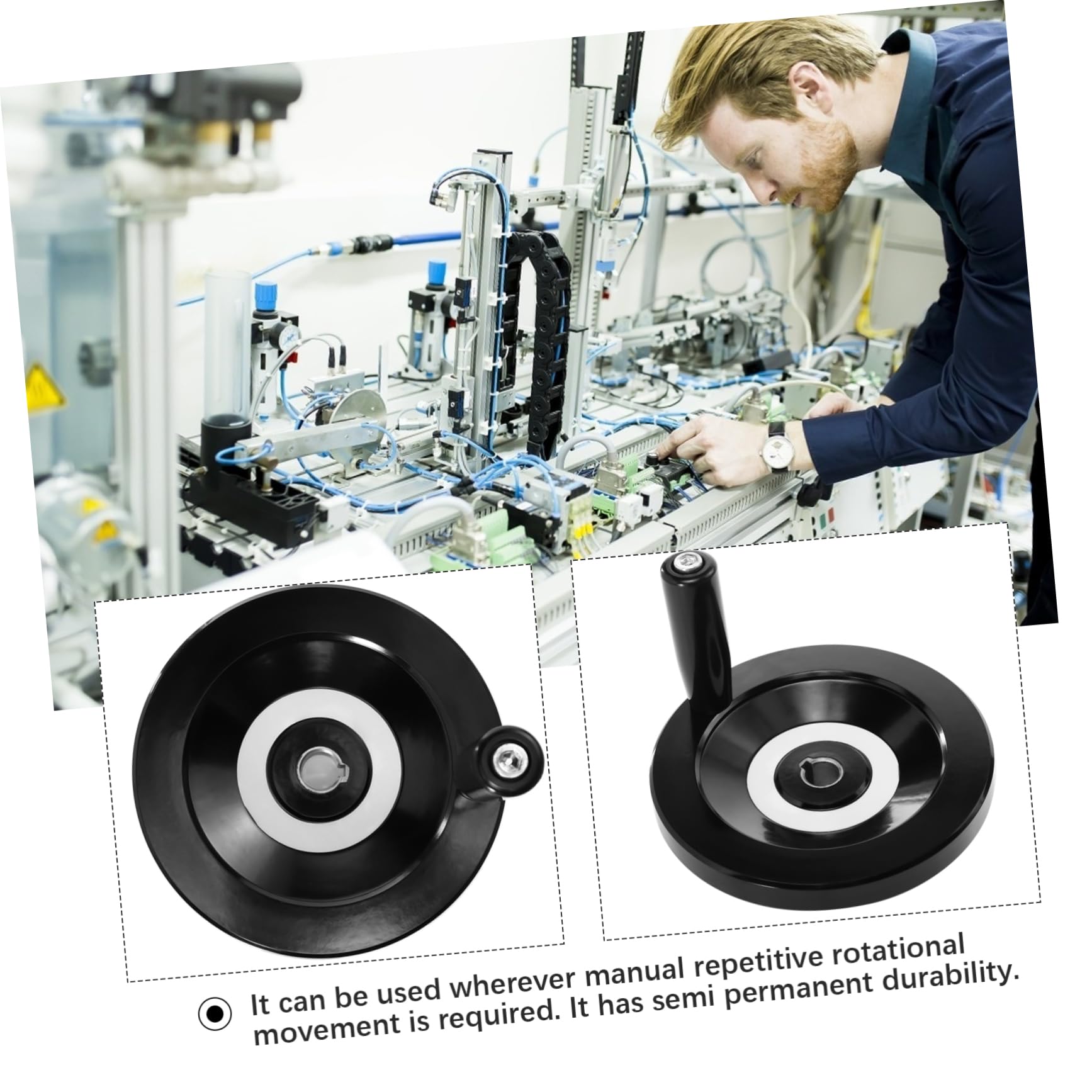 KICHOUSE High Gloss Hand Wheel Bakelite Shaking Wheel Handwheel Disassemble Hand Wheel Parts Black