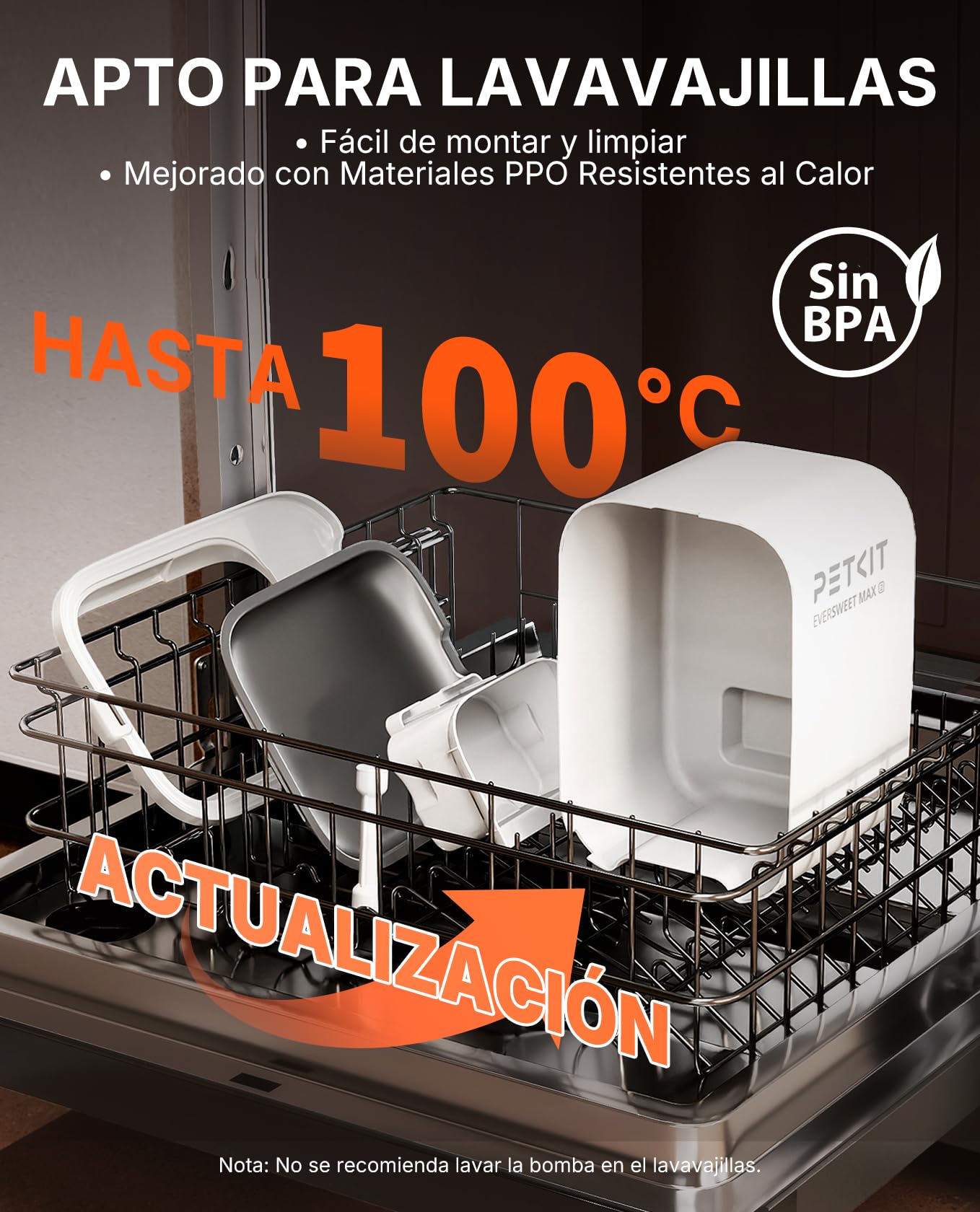 PETKIT EVERSWEET MAX 2 Fuente para Gatos sin Cable, Resistente al Calor, con Sensor de Movimiento, 5000mAh Batería Recargable, Control de App, 3L Bebedero Gatos Automático, Acero Inoxidable