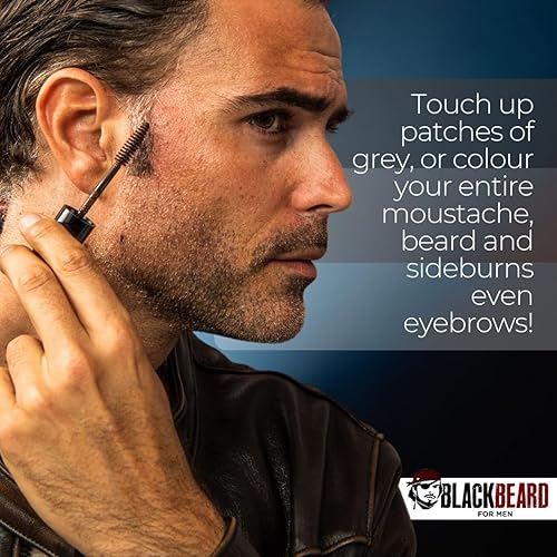 Miniatura 3 de Blackbeard Fórmula X instantánea para bigote, barba, cejas y patillas, color rápido, fácil, aseo masculino, alternativa al tinte para barba, negro,