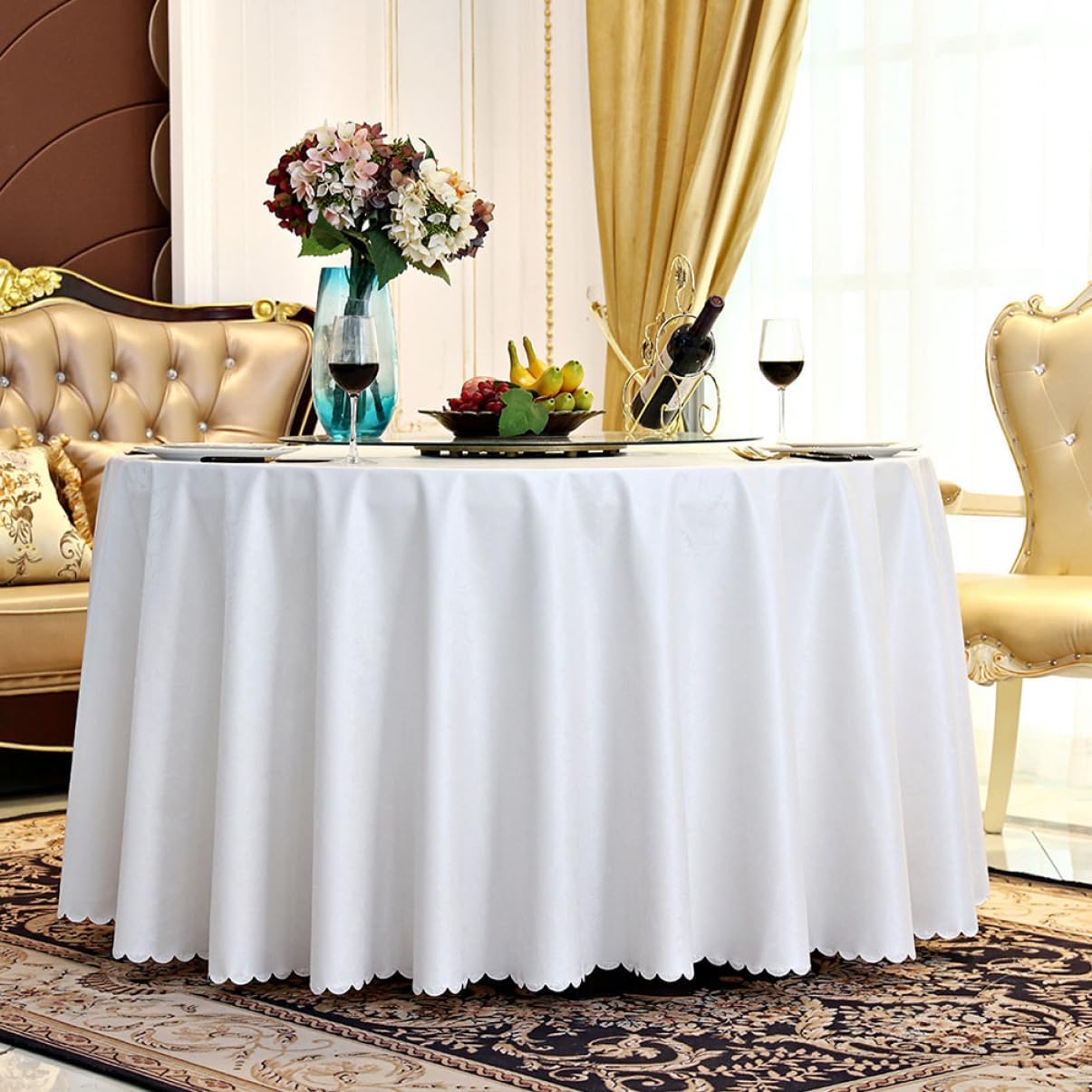 PRETYZOOM 1Pc Solid Color Round Tablecloth for Weddings and Home Parties Dinner Table Cover Elegant Table Decor for Banquets and Celebrations
