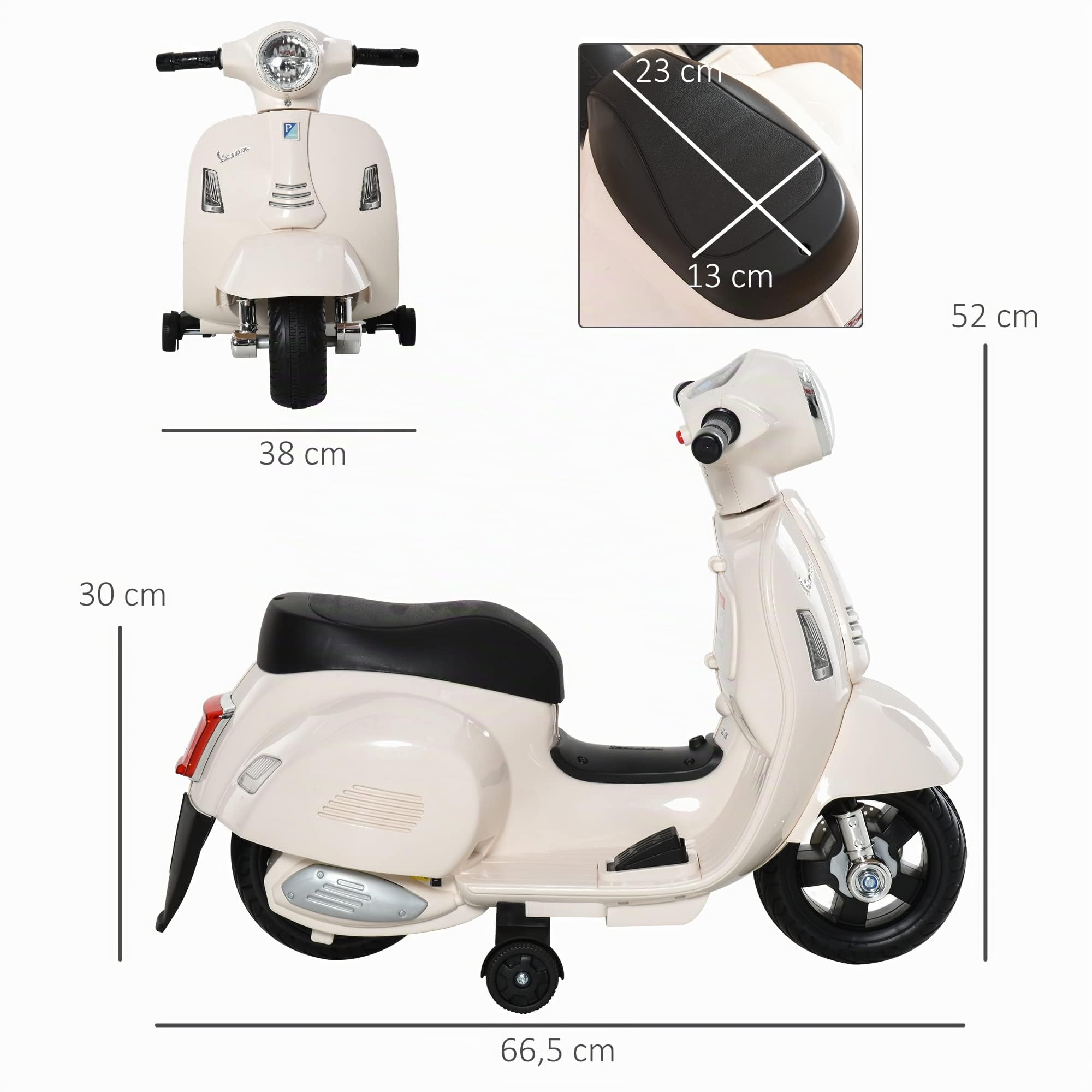 HOMCOM Moto électrique Enfant avec lumière LED et Son 18-36 Mois Blanc