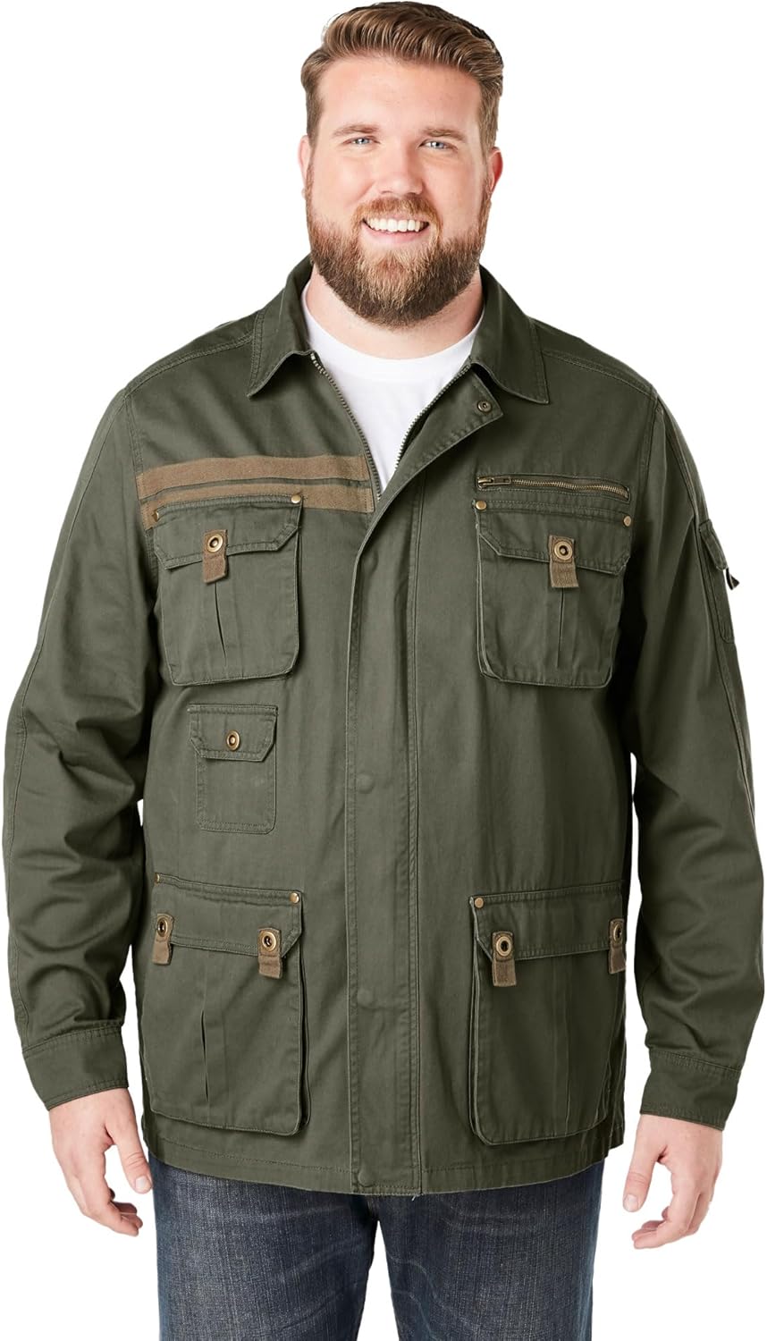 Boulder Creek by KingSize Men's Big & Tall 9 Pocket Twill Utility Jacket