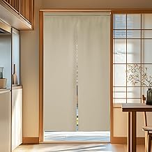Deconovo 遮光 のれん 玄関 キッチ リビング 飲食店 出入り口 和風 断熱カーテン 防寒 防音 厚手 間仕切り 無地 幅72丈200cm ベージュ