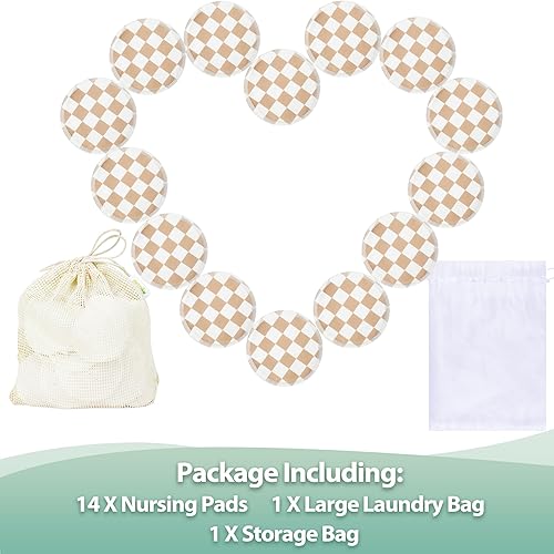Miniatura 28 de wegreeco Almohadillas para lactancia materna (paquete de 14) + bolsa de lavandería y bolsa de almacenamiento de viaje, opción de 4.7 pulgadas, Pasta