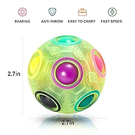 Vdealen Magic Rainbow Puzzle Ball, Fidget Ball Puzzle Brain Teaser Fidget Toy for Boys & Girls- Birthday Party Valentines Easter Christmas Stocking Stuffers for Kids Teen & Adults-2 Pack