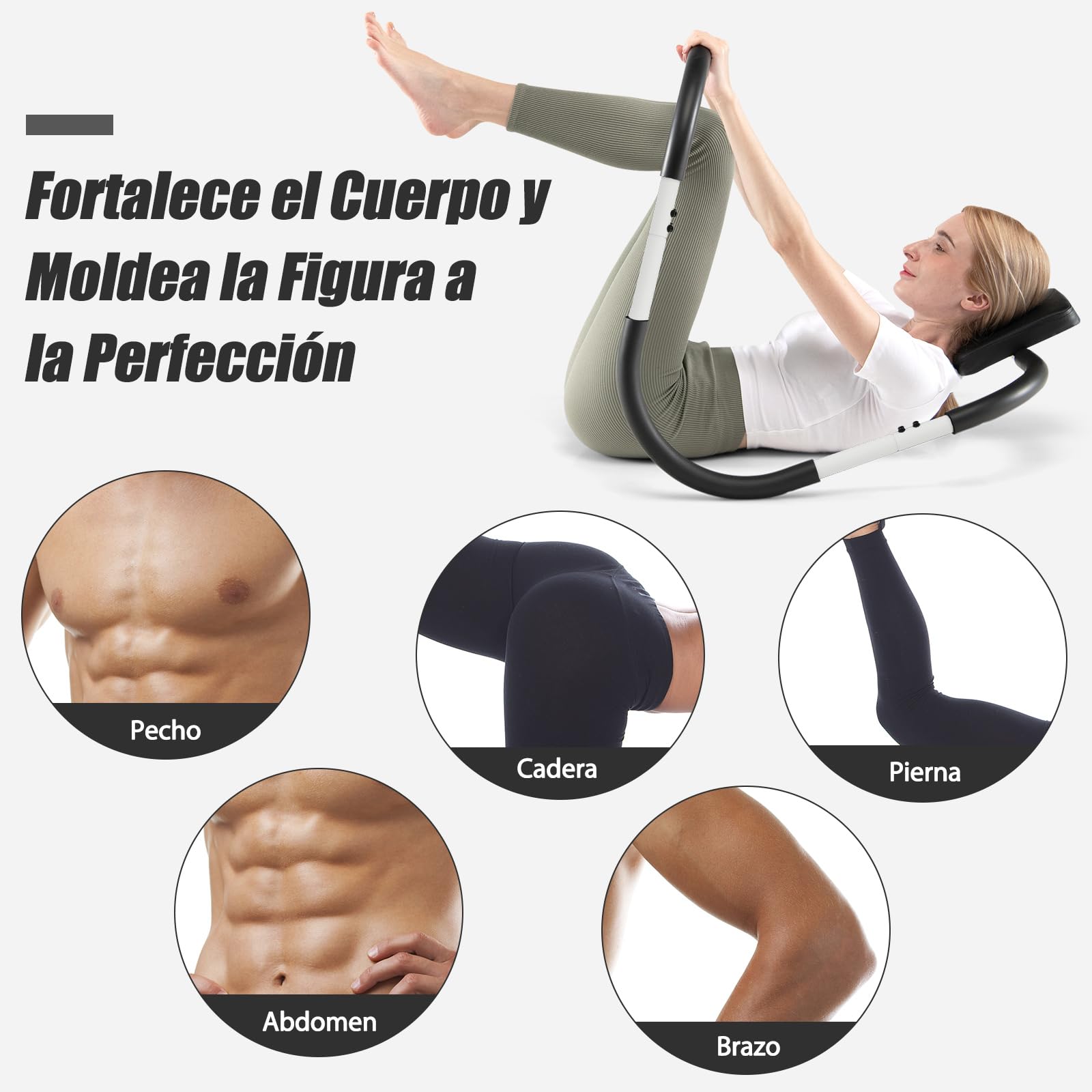 COSTWAY Entrenador de Fitness AB Trainer, Entrenador de Ejercicios de Fuerza Abdominales, Reposacabezas Acolchado