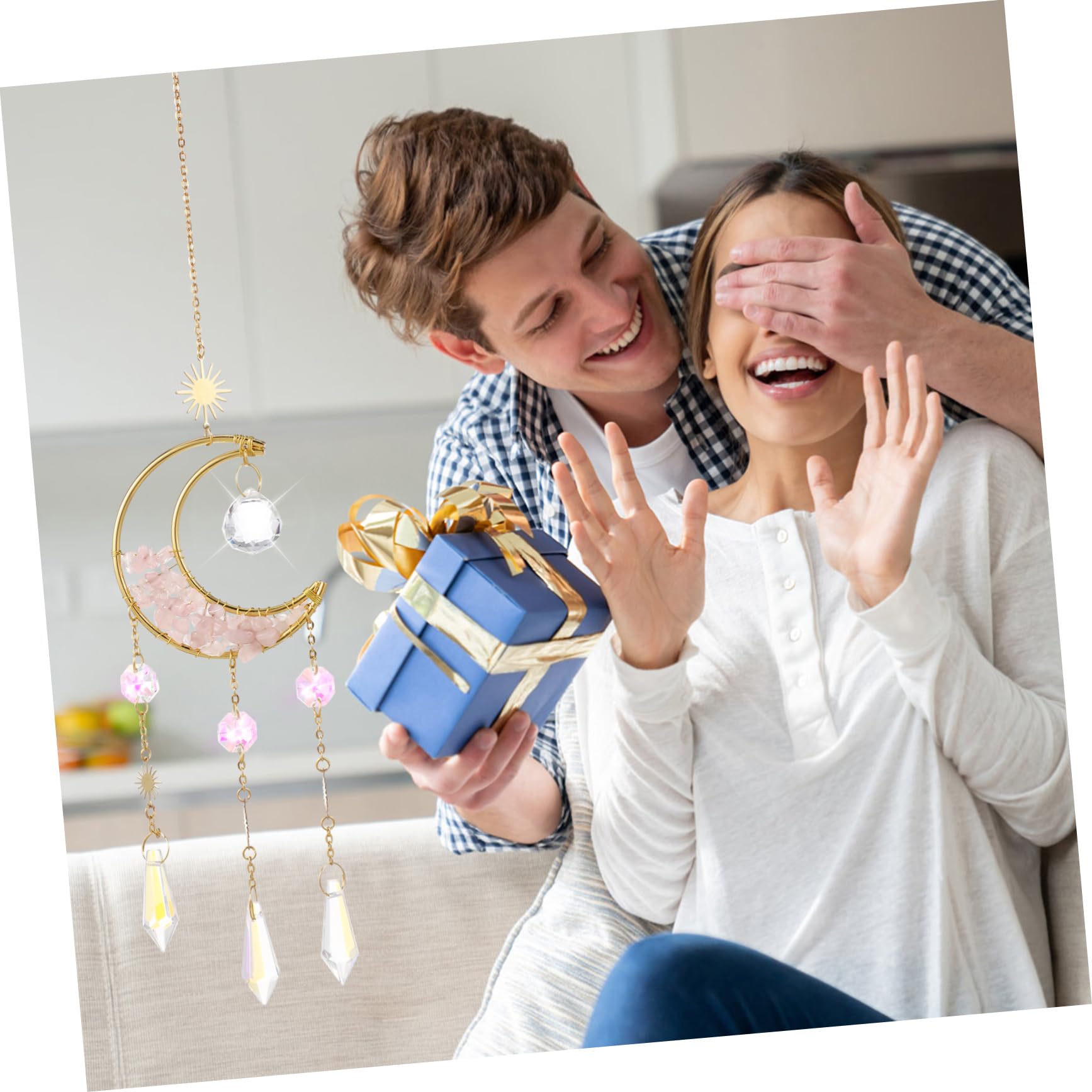 PRETYZOOM 5stücke Hängender Mond Sanduhr Für Fensterdekoration Natürliche Kristallstein Wohnaccessoires Für Stilvolle Inneneinrichtung Und Garten