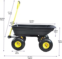 Vista 4 de Carrito de jardín Camión volquete con rueda de aire para jardines, granjas, etc (negro)