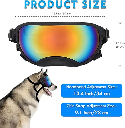 Miniatura 3 de Gafas de sol para perros, lentes de sol grandes para perros, gafas de protección UV para mascotas con correa ajustable para perros grandes y medianos