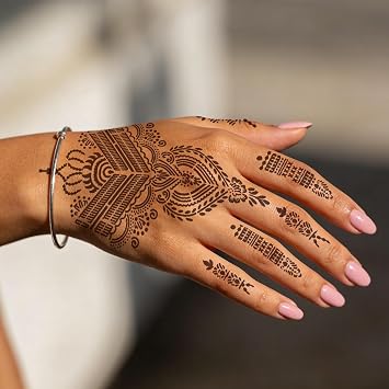 XMASIR Temporary Tattoo Stencil Kit, Reusable Henna Templates for Hands