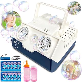 Bubble Machine with Rechargeable Battery, 30000+ Bubbles Per Minute Bubble Blower, Portable Bubble Maker with Colorful Light, Summer Toy for Outdoor, Parties, Birthdays, and Wedding