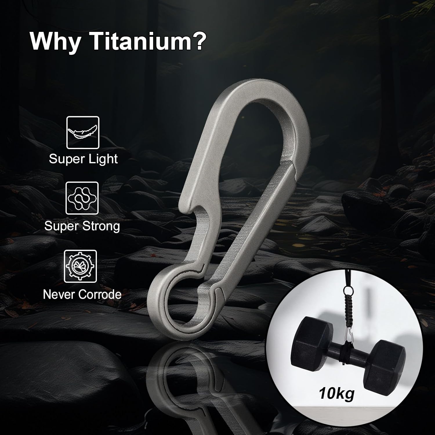 PJYTAC Titanium Carabiner Keychain Clip 2/2.6 Inch Small Carabiner Clips Heavy Duty Key Holder Quick Release Key Chain for Keys Bottle Opener Keychain Valentines Day Gift for Him Men