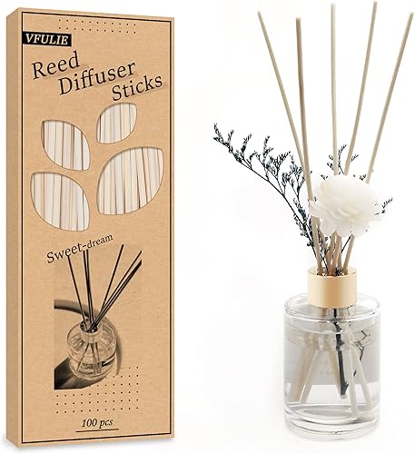 Miniatura 2 de VFULIE 100 varillas difusoras de junco varillas de madera de ratán natural de 10 pulgadas varillas difusoras de aceite esencial de aroma de repuesto