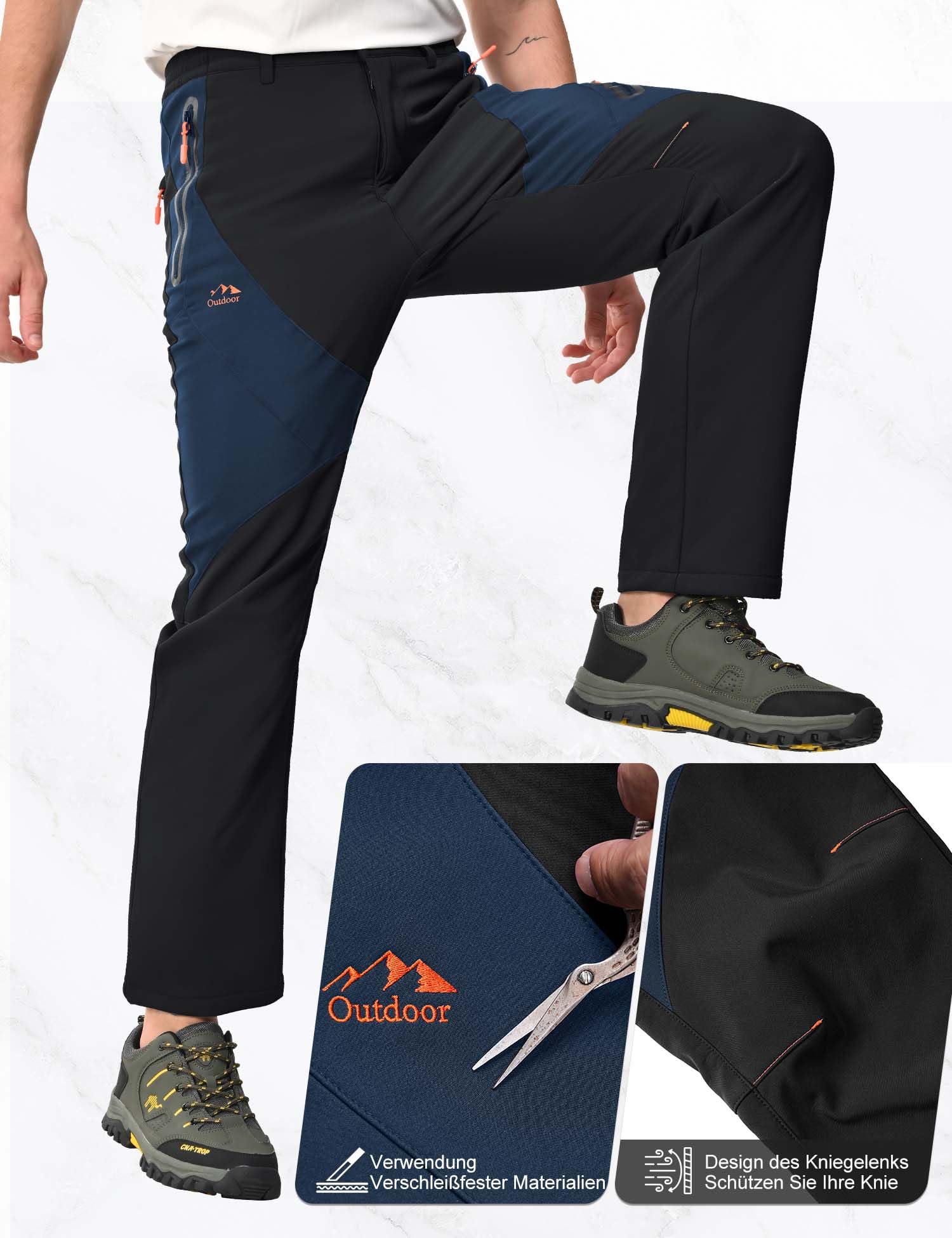 HFDWYJ Uomo Impermeabile Hiking Pants Outdoor Snow Ski Pesca Fleece Foderato Isolato Soft Shell Pantaloni Invernali
