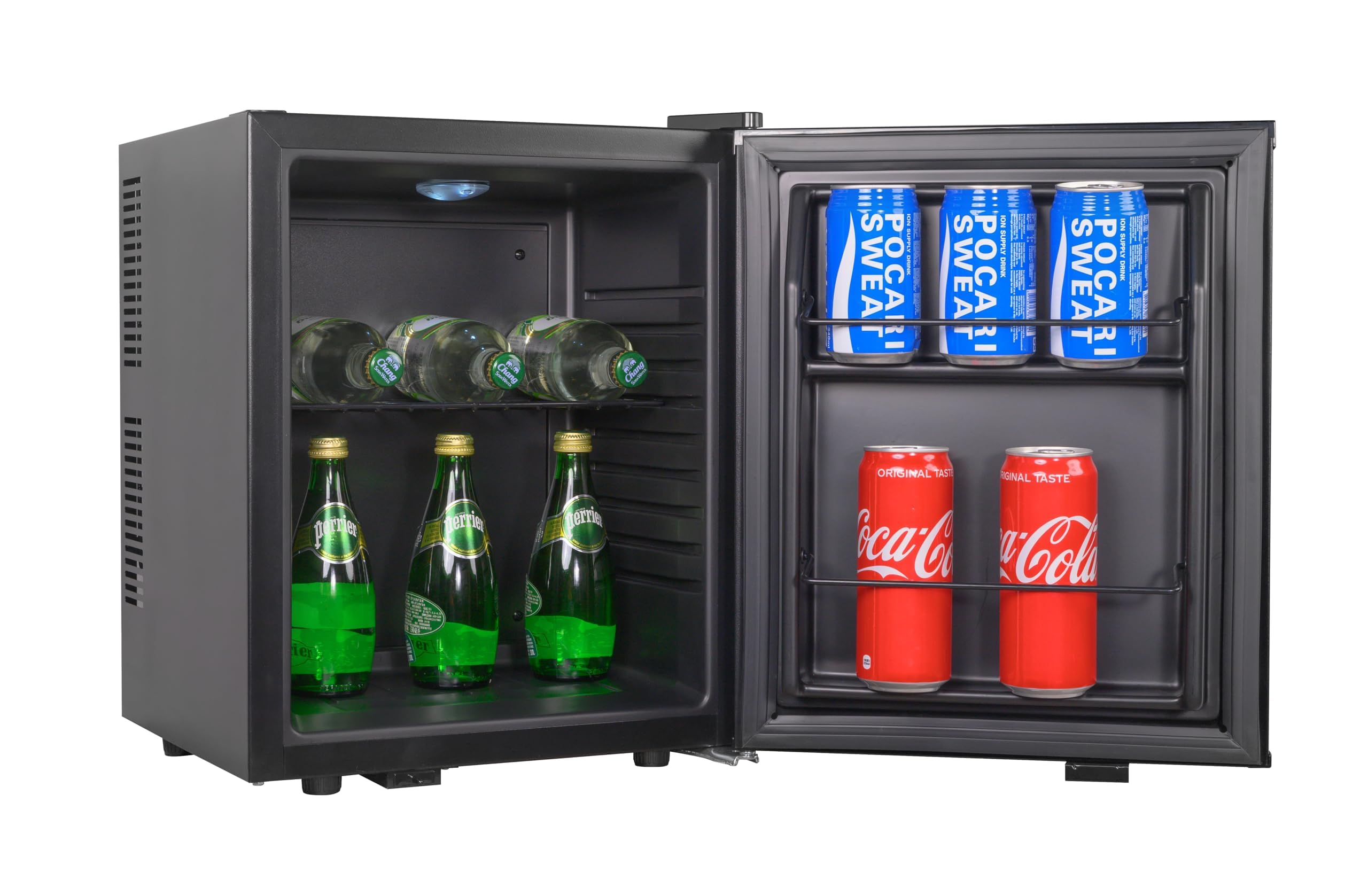 METRO Professional Minibar GMB1025B, 25 L, 55 W, LED-Beleuchtung, 1 verstellbarer Einlegeboden, Umkehrbare Tür, Geräuscharm, Schwarz