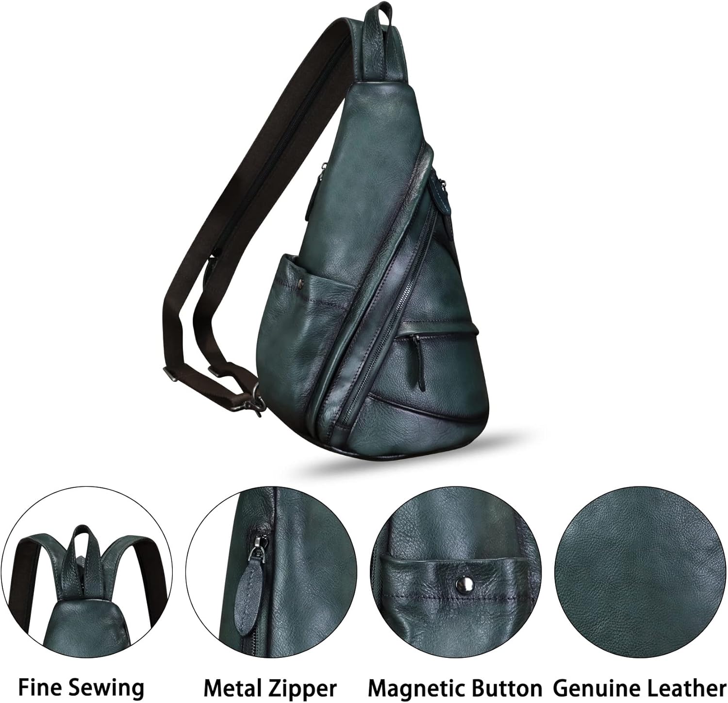 Genuine Leather Sling Bag for Men and Women Leather Sling Backpack Purses Chest Bag Crossbody Shoulder Fanny Bag - Image 4