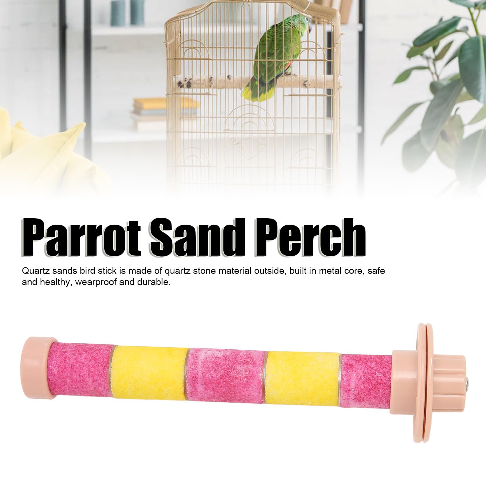 Perchas De Calcio Natural Para Loros - 4 Perchas De Madera Y Arena Para Picar, Fáciles De Instalar En Jaulas