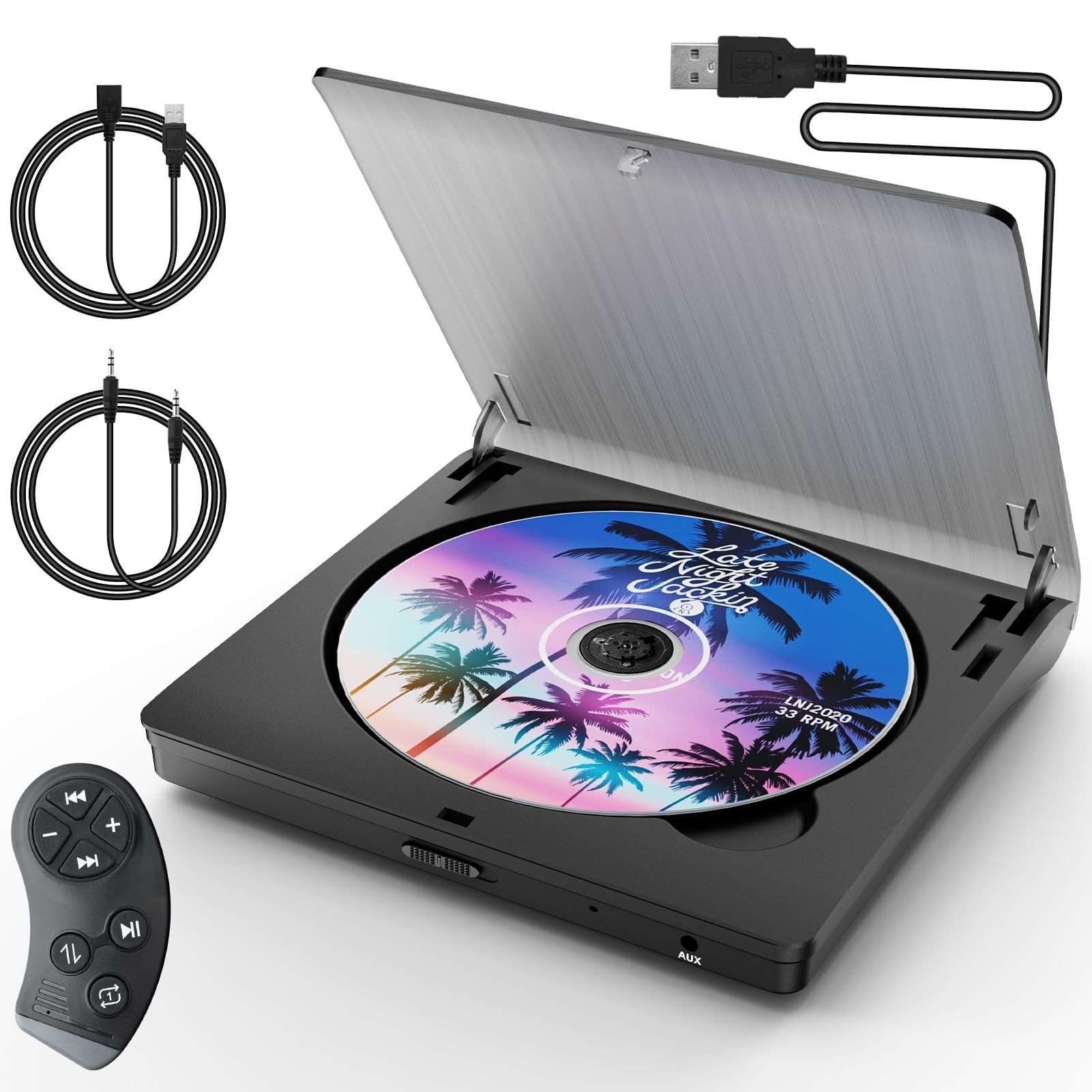 Photo 1 of Homlab External CD Player for Car, USB & AUX Car CD Player with Steering Wheel Remote, Plug & Play Portable CD Player for Car Without Built-in CD Drive, Anti-Shock, Hidden Cable Storage