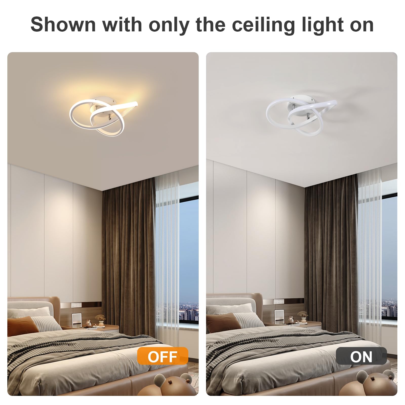 Comely Plafonnier LED Moderne, Lampe de Plafond 30W 3375LM en Forme de Fleur Créative, Plafonnier Luminaire pour Chambre à Coucher, Couloir, Cuisine, Salle de Bain, Blanc Chaud 3000K, Blanc