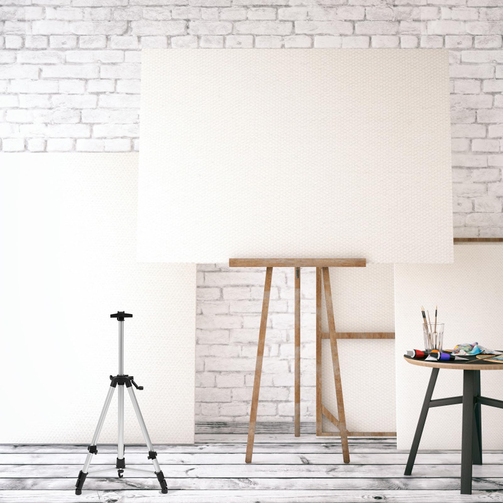 Caballete Plegable de Aluminio Ajustable Trípode Resistente para Pintura y Exposiciones Soporte Portátil con Base Antideslizante para Uso Exteriores Interiores