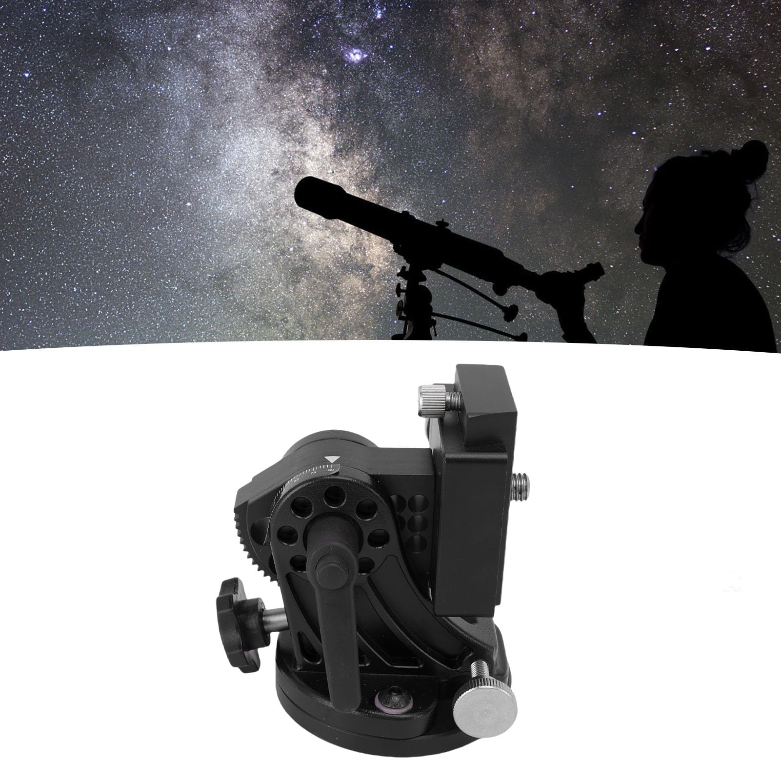 Bewinner Sede di Regolazione della Latitudine, Base di Cuneo Equatoriale di Regolazione a 90 Gradi Base di Latitudine, Supporto per Telescopi in Lega di Alluminio con Filo 3/8 per Paesaggi (Tutto