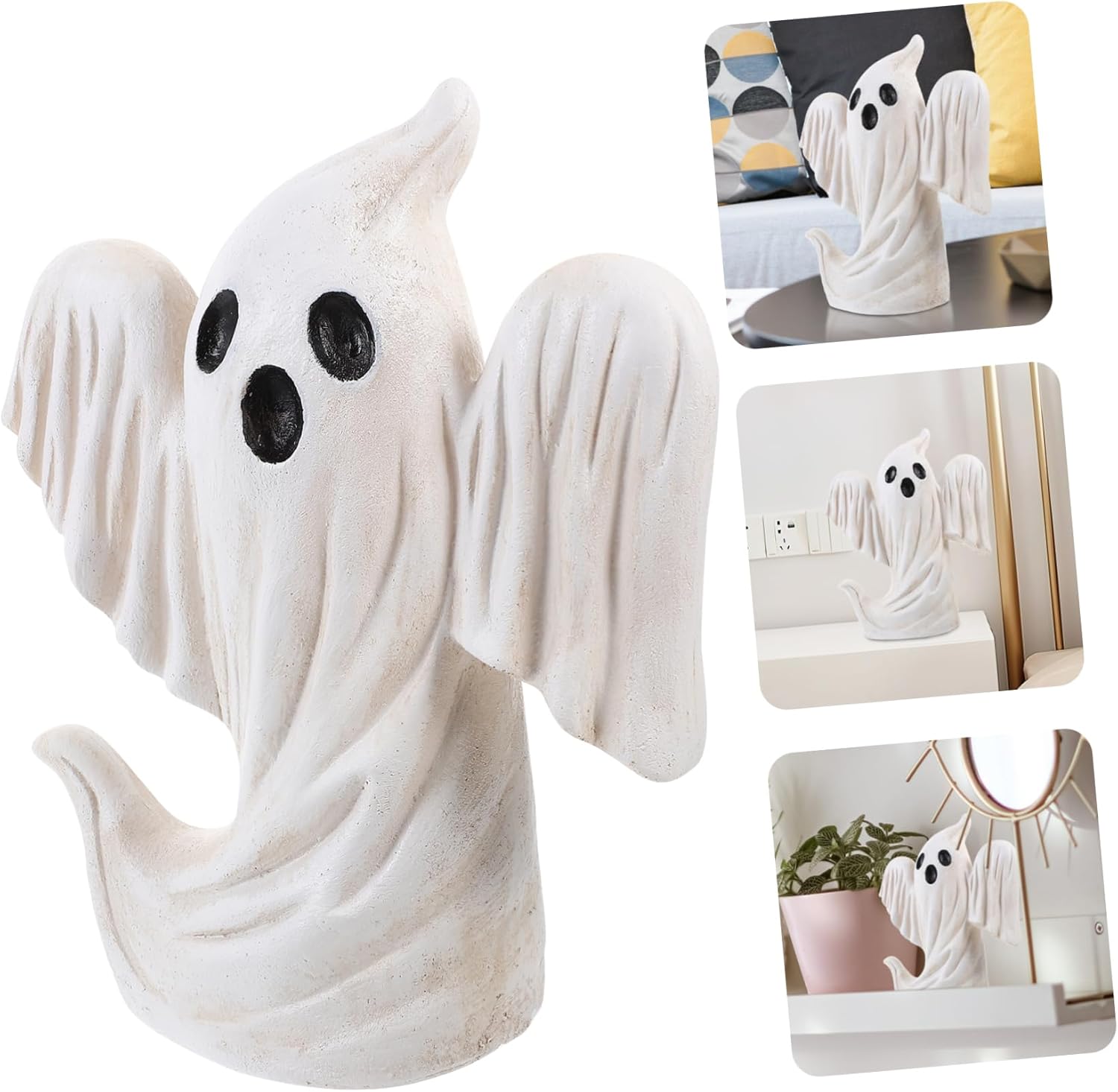 Halloween Ghost Figurine Decorative Lamp Pumpkin Statue for Garden Decor for Halloween Party Centerpieces and Haunted House Decorations