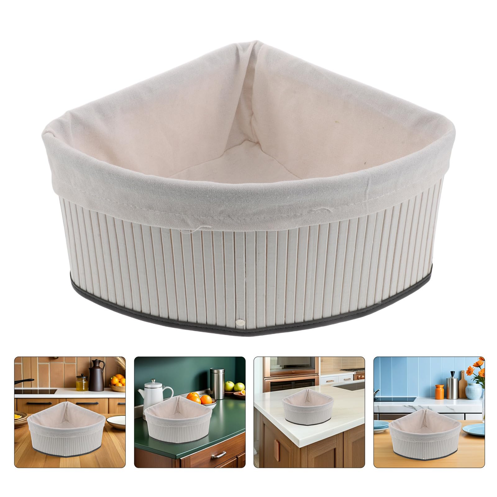 Cesta y Forro Lavable de Almacenamiento Triangular de Bambú con Diseño Tejido para Organizar Despensa y Armarios en Cocina y Hogar