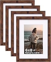 Vista 81 de KINLINK Juego de 4 portarretratos plateados de 5 x 7, marcos de fotos de madera con paspartú de 4 x 6 con plexiglás para 4 x 6 con paspartú o 5 x 7