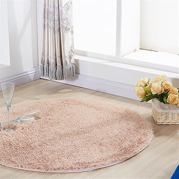 Plush Round Rug Soft Indoor Modern Area Rugs Yoga Mat for Children Bedroom Home Decor Nursery Light Brown 1.3 Feet