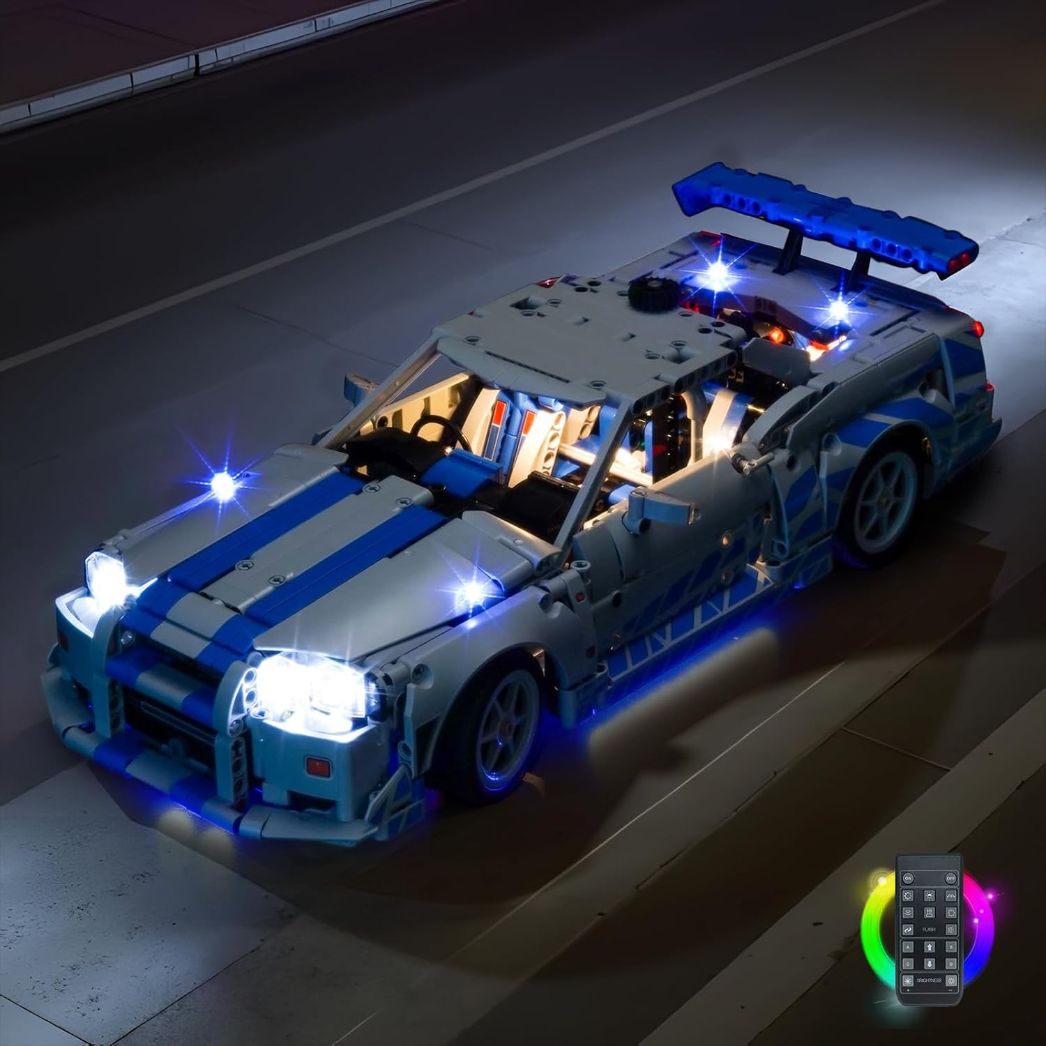 LED Lighting Compatible with Lego 42210 2 Fast 2 Furious Nissan Skyline GT-R R34,RC Light Kit Compatible with Lego Car 42210, NOT Included The Model Set - JUST Lights