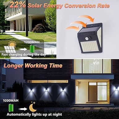 Fosingut Zonnelamp voor buiten met bewegingsmelder,144 LEDs Solarlamp Buitenverlichting Waterdicht IP65,6500K/3 Modi/270° Beveiligingswandlamp op zonne-energie led-spot voor tuin,pad,garage,erf-12pcs photo 3