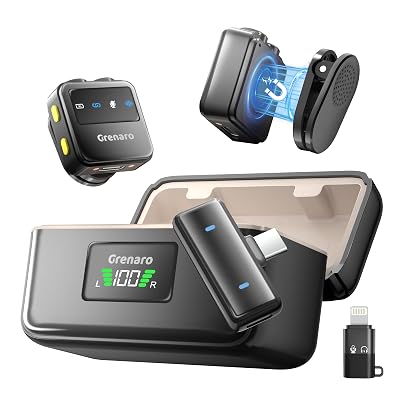 GRENARO P10 Wireless Mic for Youtubers with 3-Level Noise Reduction,Mic for YouTube Wireless with 40H Charging Case,mic 