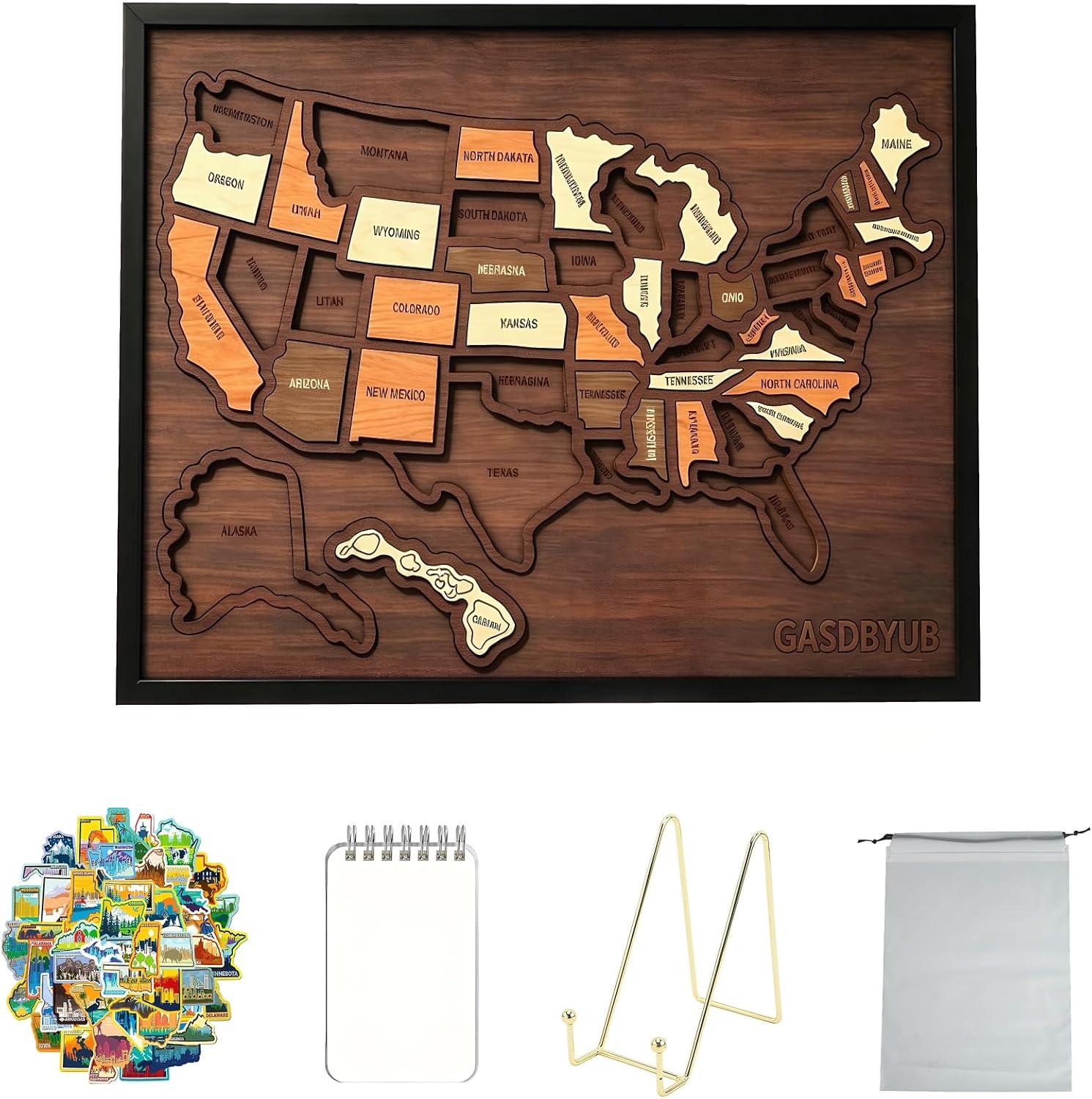 Wooden USA Travel Map Puzzle, Wooden USA Travel Map PuzzleA Stylish Way to Track Your Journey & Memories, Suitable for Families and Couples Traveling
