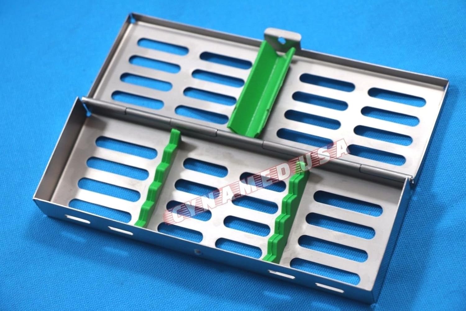New Set of 2 EA German Stainless Dental Autoclave Sterilization Cassette Rack Box Tray for 5 Instrument Set of 2 Each Colored