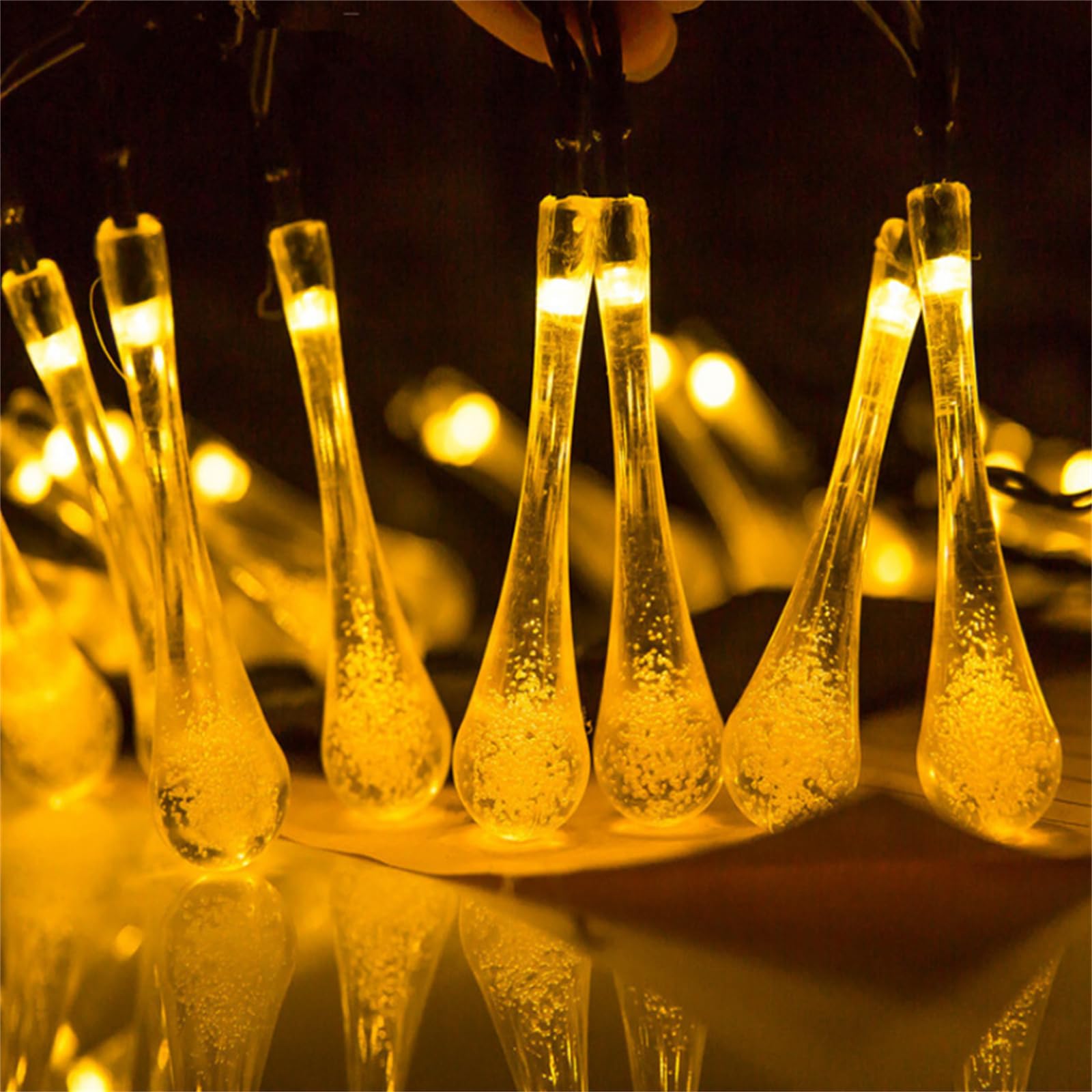 Mateju LED Lichterkette Außen Solar, Solar Lichterkette Aussen mit Fernbedienung 8 Modi Solarlichterkette Outdoor für Innen, Garten, Terrasse, Balkon, Hochzeit (Drops-Weiß,32m/300led)