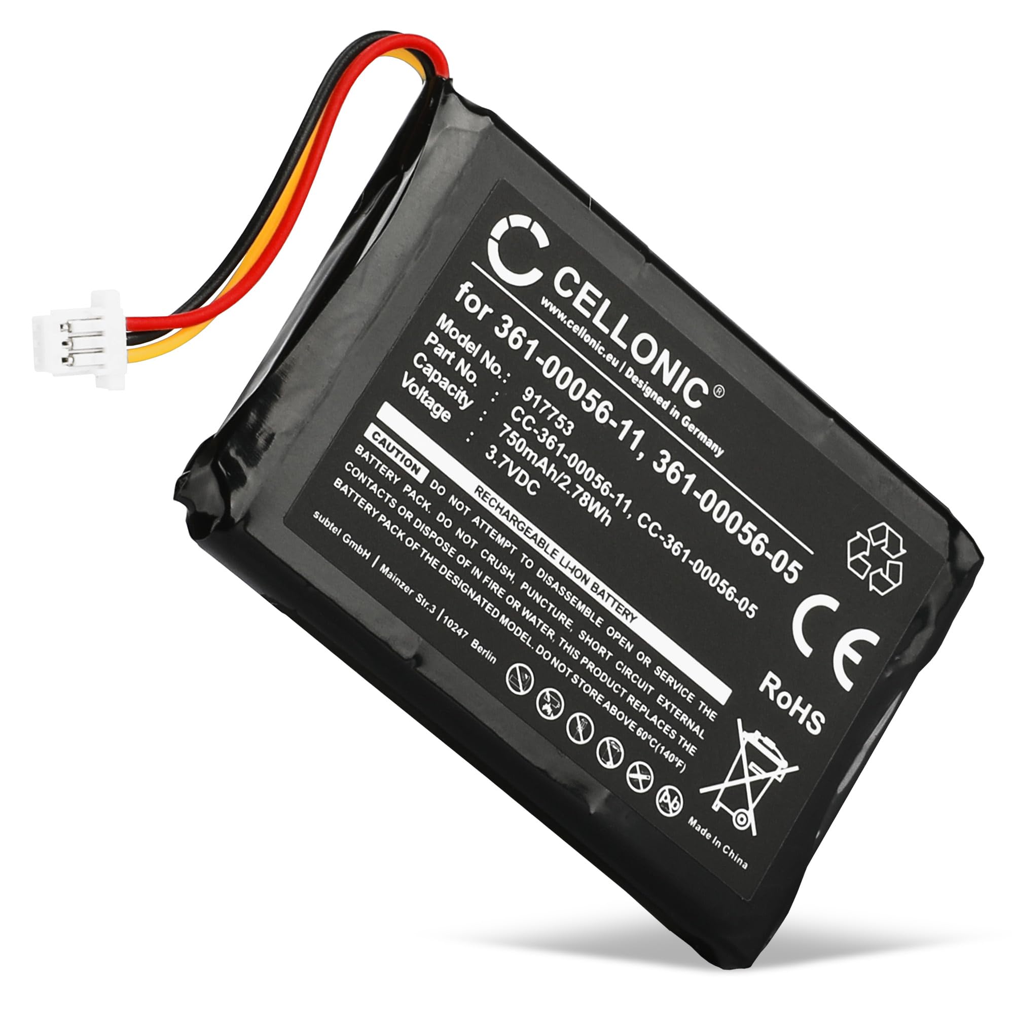 CELLONICbattery sat nav compatible with Garmin Camper 770 LMT-D, Nüvi 42, Nüvi 2689 (750mAh, 3.7V) Replacement battery 361-00056-05 361-00056-11