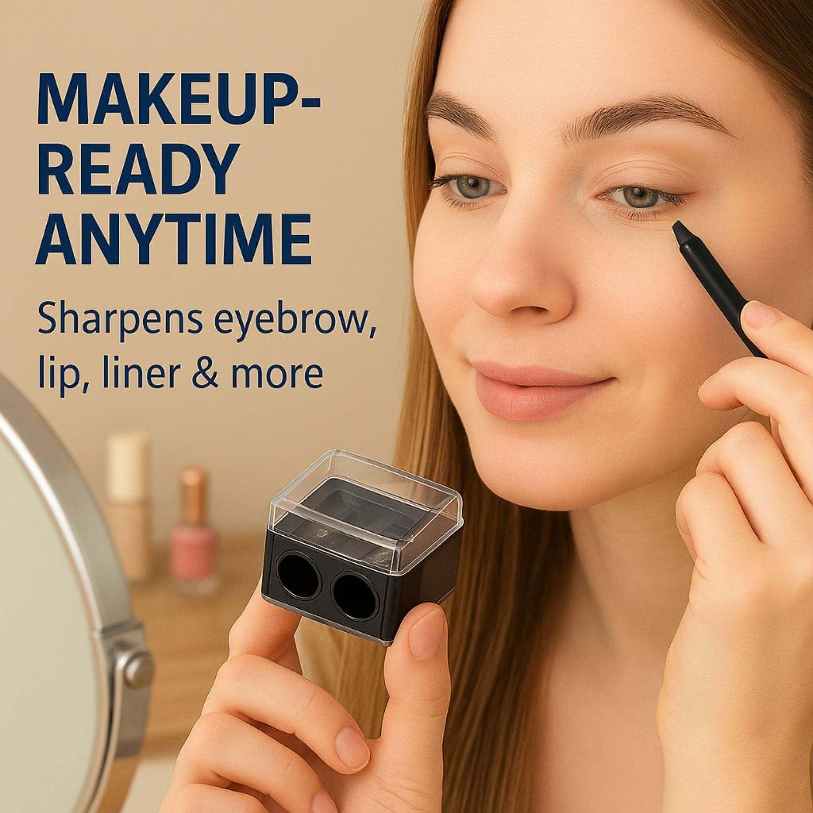 Sacapuntas Doble para Lápices Cosméticos, Sacapuntas Lápices de ojos, Herramientas de Maquillaje, Accesorios de Belleza, Afilador Profesional para Lápiz Labial y Cejas, Set de 2 Unidades