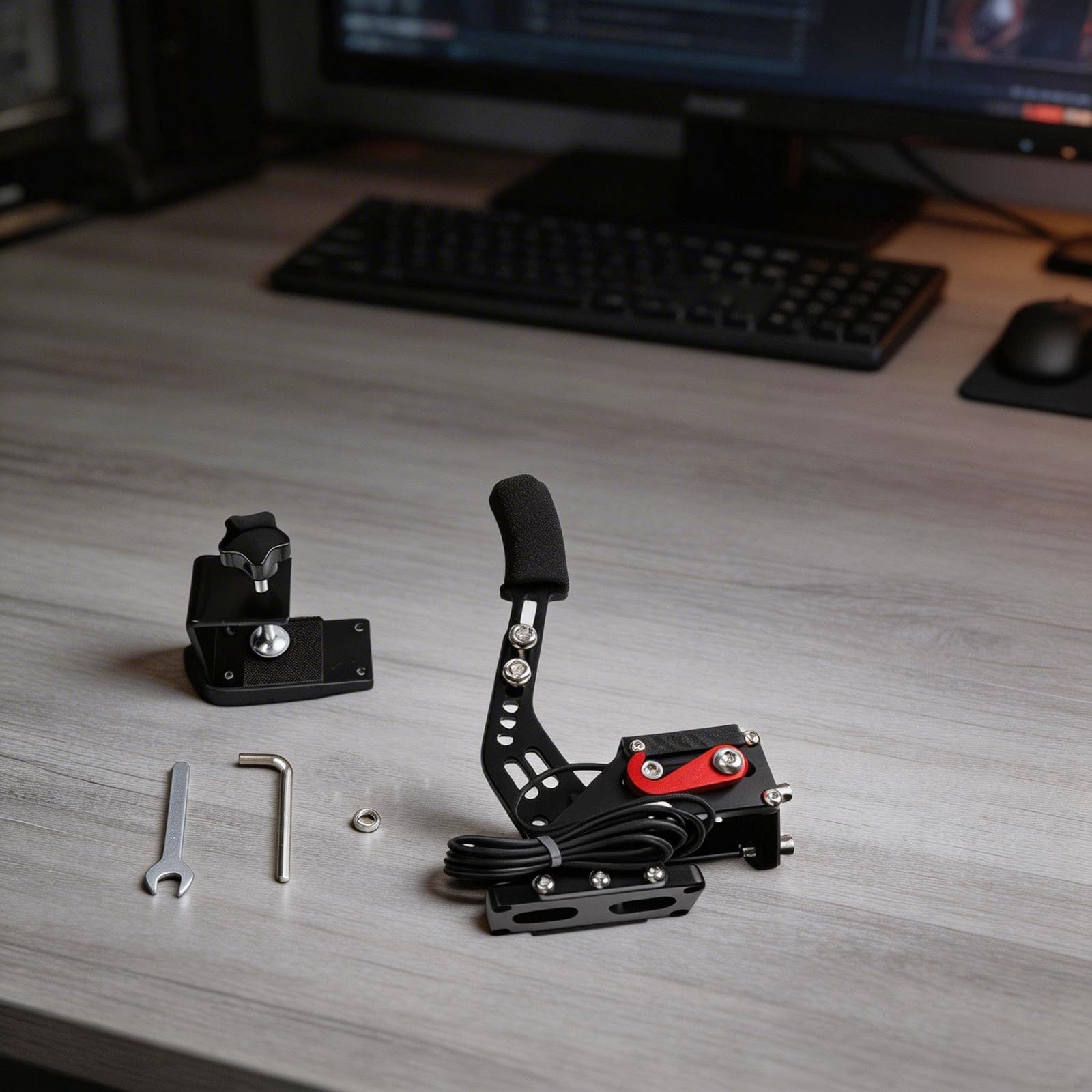 Freno a mano Sim Racing per giochi per PC con tecnologia Hall Sensor – Resistenza regolabile a molla in alluminio costruzione per deriva adatto per logitech per G29 G920 G27 (nero)