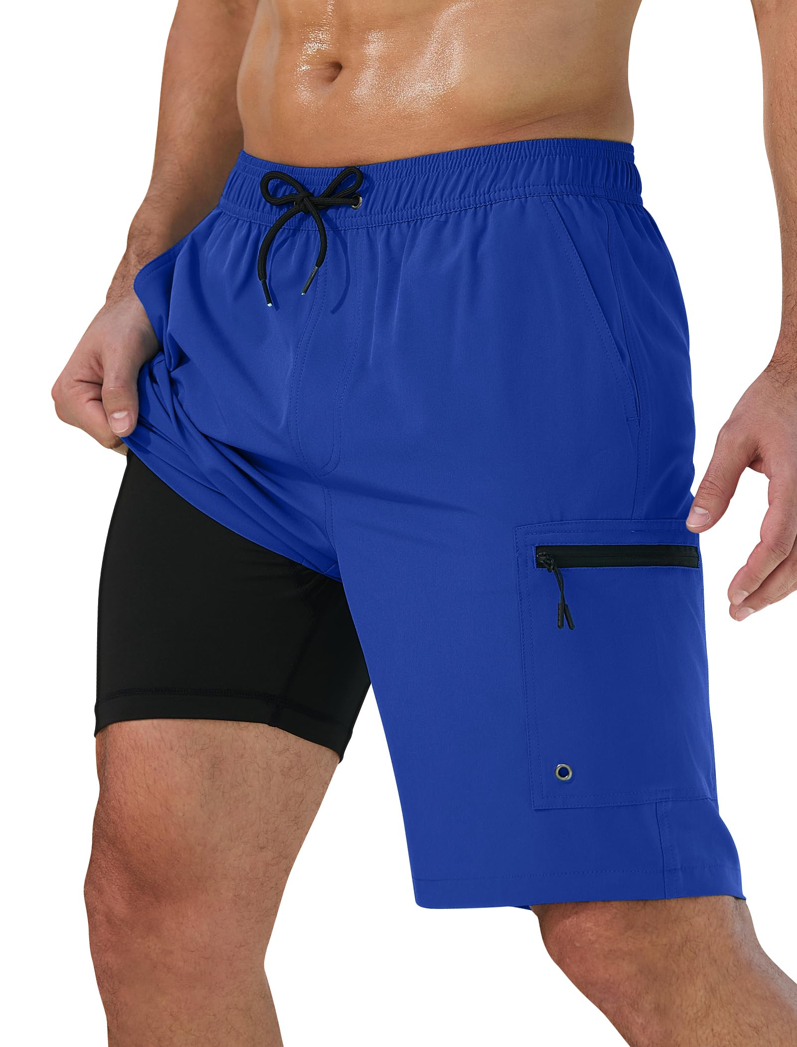 Vogyal 9 Inch Zipper Cargo Swim Trunks