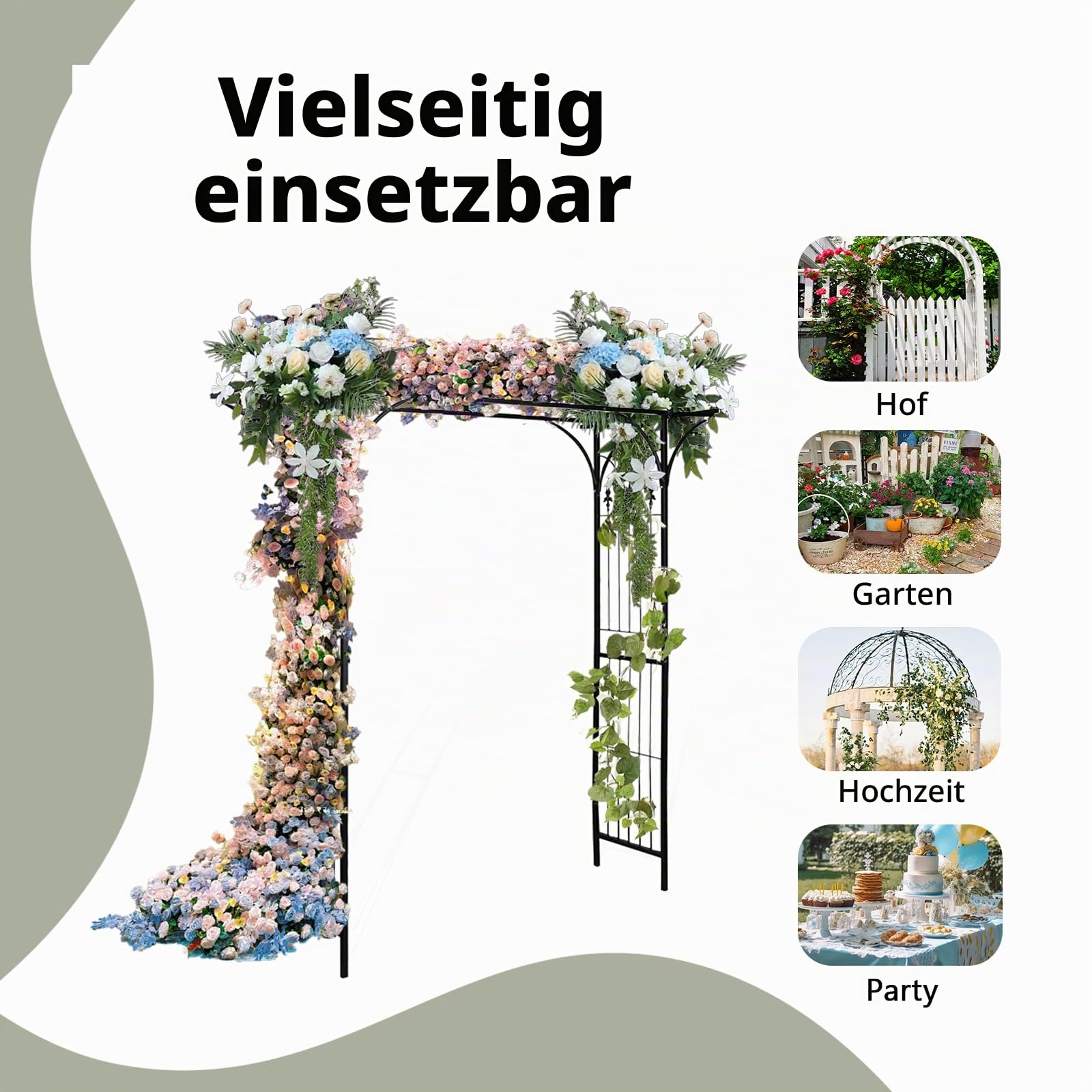 vidaXL Rosenbogen Metall Torbogen Gartenbogen Rankhilfe Rankgitter Spalier