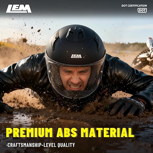 Miniatura 9 de LEM Cascos modulares de motocicleta para adultos, cascos de motocicleta de cara completa para hombres, protector de barbilla desmontable, aprobado