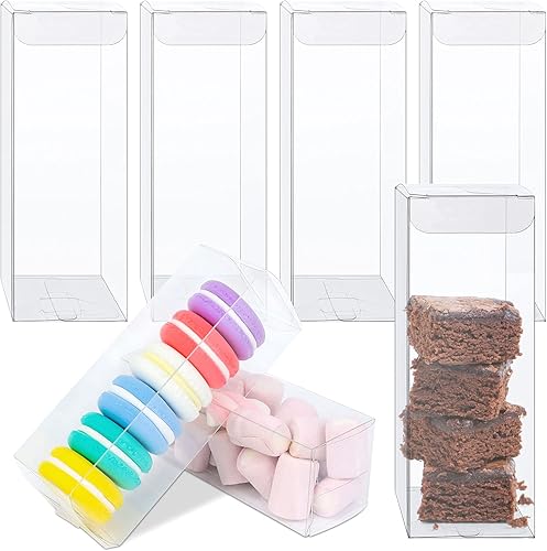 100 cajas de almacenamiento de plástico transparente PET caja de regalo transparente recipientes vacíos rectángulo cubo caramelo chocolate galletas